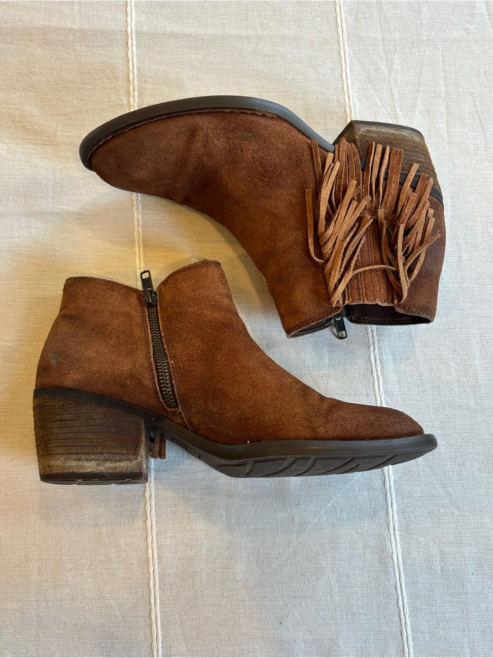 Børn‎ Danni Suede Fringe Ankle Boots Brown Sz 8.5 - Picture 5 of 8